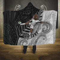 Personalized New Zealand Football Hooded Blanket Kiwi Mascot with Silver Fern - Maori Tribal Tattoo Art TS04 - Polynesian Pride