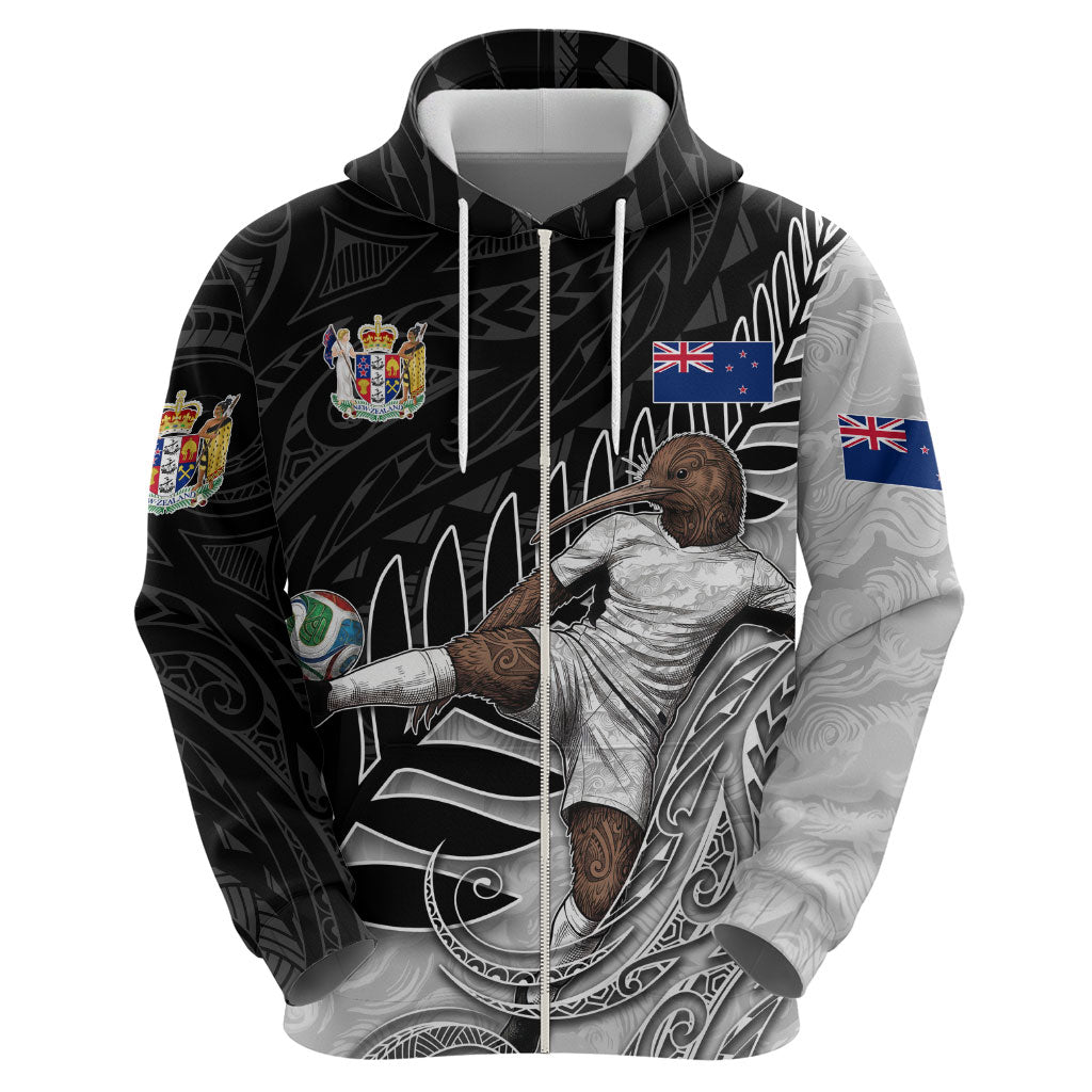 Personalized New Zealand Football Hoodie Kiwi Mascot with Silver Fern - Maori Tribal Tattoo Art TS04 - Polynesian Pride