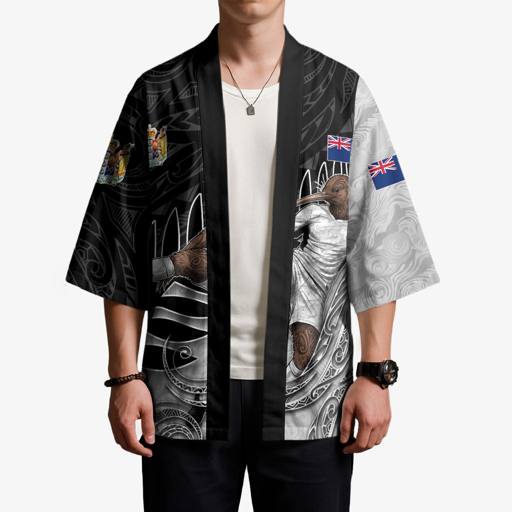 Personalized New Zealand Football Kimono Kiwi Mascot with Silver Fern - Maori Tribal Tattoo Art TS04 - Polynesian Pride