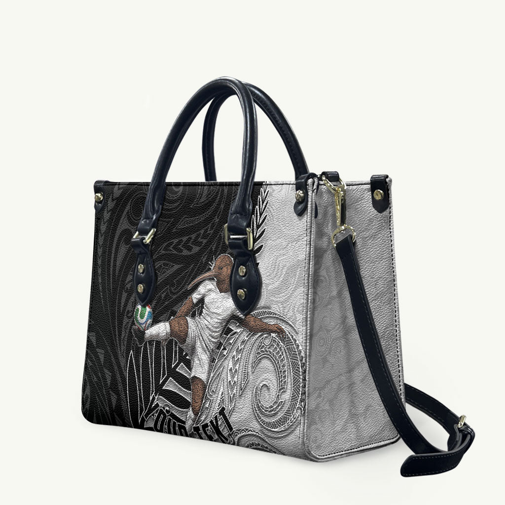 Personalized New Zealand Football Leather Bag Kiwi Mascot with Silver Fern - Maori Tribal Tattoo Art