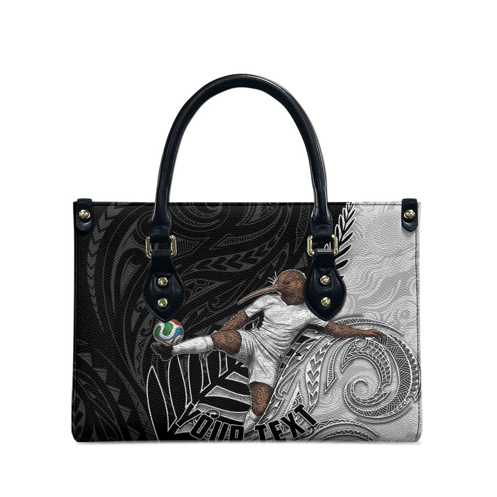 Personalized New Zealand Football Leather Bag Kiwi Mascot with Silver Fern - Maori Tribal Tattoo Art TS04 - Polynesian Pride