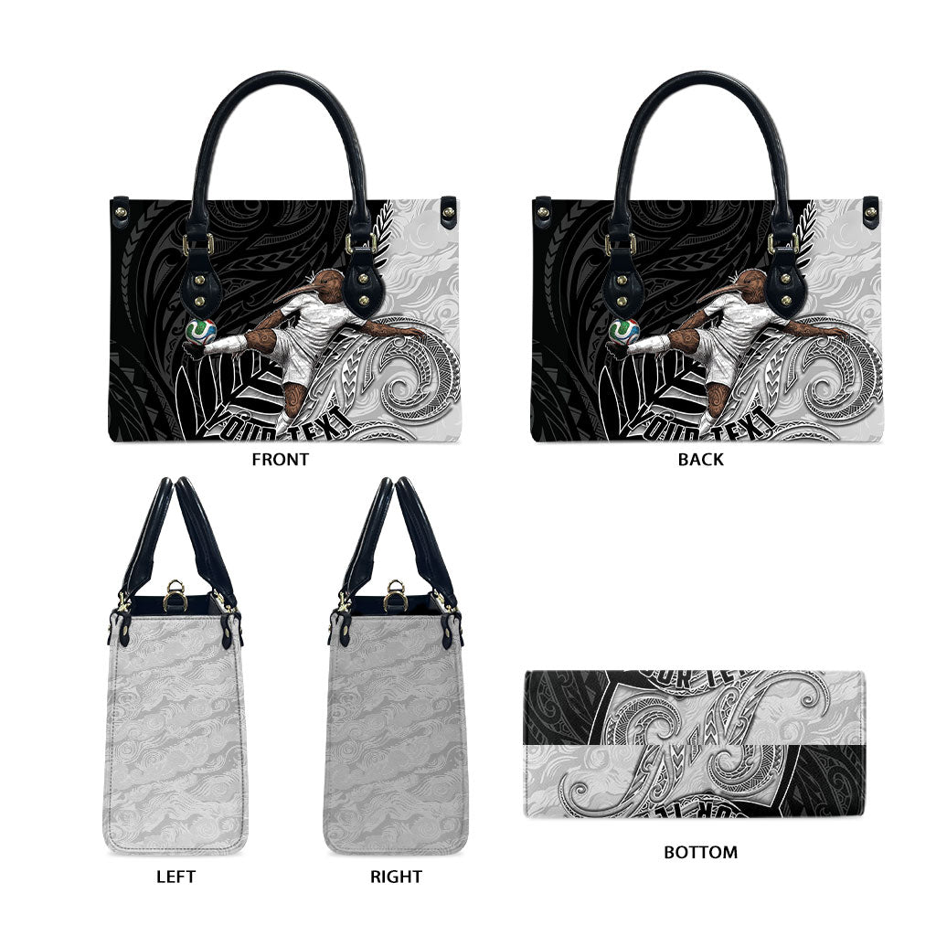 Personalized New Zealand Football Leather Bag Kiwi Mascot with Silver Fern - Maori Tribal Tattoo Art TS04 - Polynesian Pride