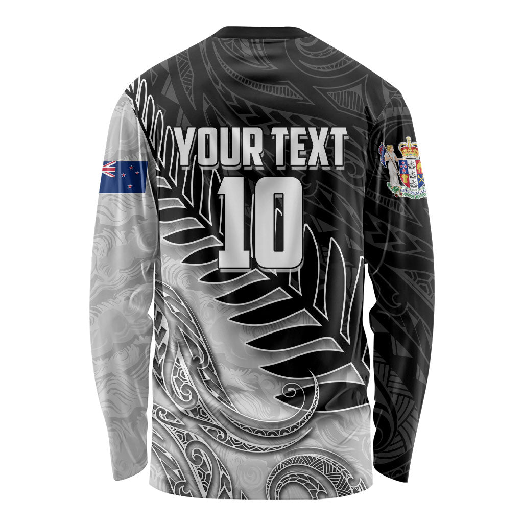 Personalized New Zealand Football Long Sleeve Shirt Kiwi Mascot with Silver Fern - Maori Tribal Tattoo Art TS04 - Polynesian Pride