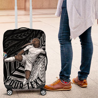 Personalized New Zealand Football Luggage Cover Kiwi Mascot with Silver Fern - Maori Tribal Tattoo Art TS04 Black White - Polynesian Pride