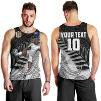 Personalized New Zealand Football Men Tank Top Kiwi Mascot with Silver Fern - Maori Tribal Tattoo Art TS04 - Polynesian Pride