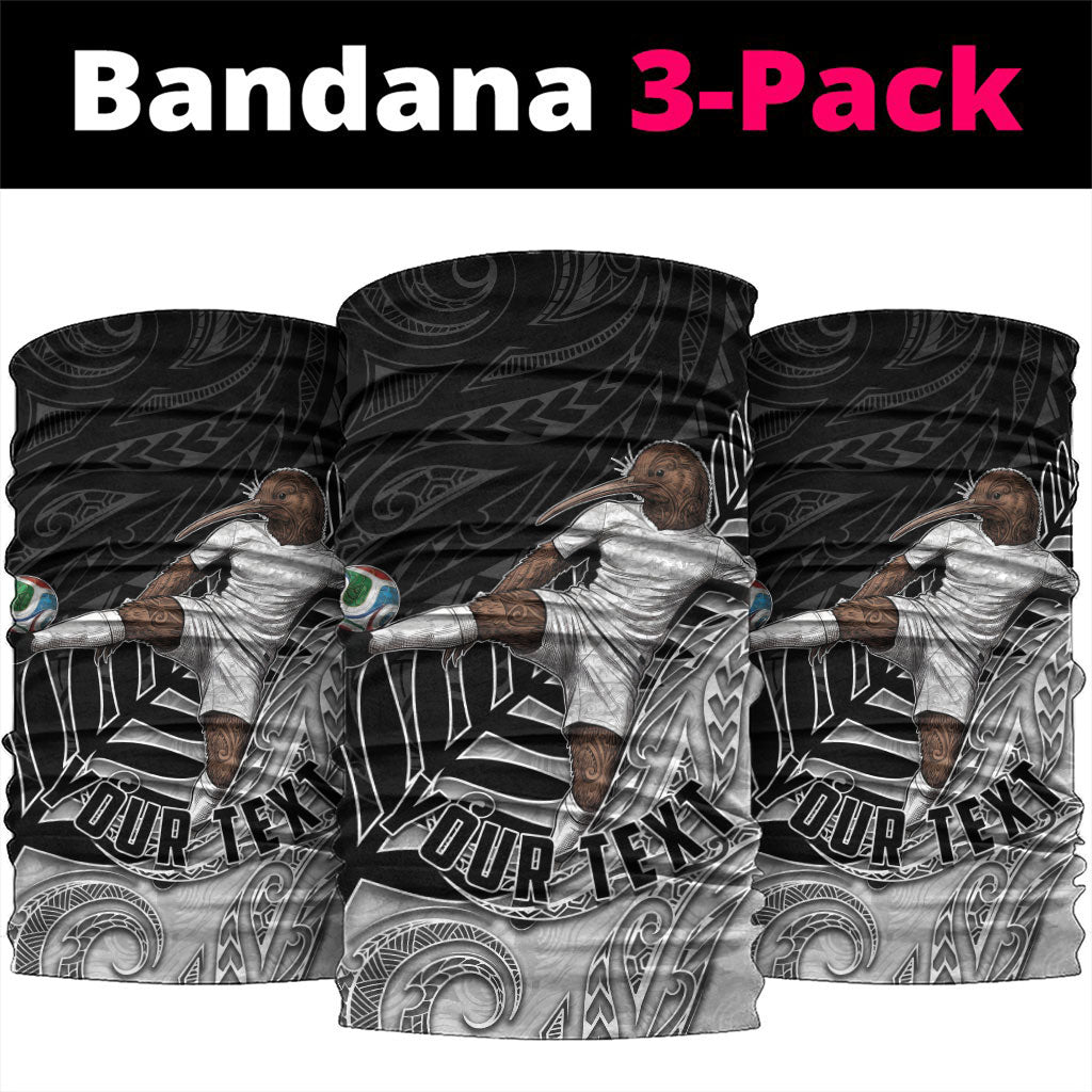 Personalized New Zealand Football Neck Gaiter Kiwi Mascot with Silver Fern - Maori Tribal Tattoo Art TS04 package One Size: 25*50cm Black White - Polynesian Pride