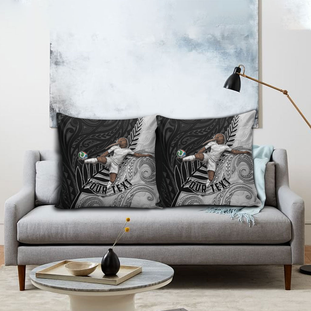 Personalized New Zealand Football Pillow Cover Kiwi Mascot with Silver Fern - Maori Tribal Tattoo Art TS04 - Polynesian Pride