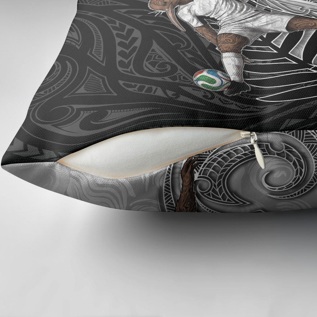 Personalized New Zealand Football Pillow Cover Kiwi Mascot with Silver Fern - Maori Tribal Tattoo Art TS04 - Polynesian Pride