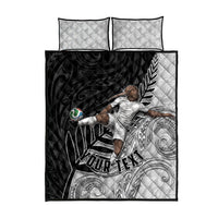 Personalized New Zealand Football Quilt Bed Set Kiwi Mascot with Silver Fern - Maori Tribal Tattoo Art TS04 - Polynesian Pride