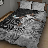 Personalized New Zealand Football Quilt Bed Set Kiwi Mascot with Silver Fern - Maori Tribal Tattoo Art TS04 - Polynesian Pride