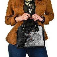 Personalized New Zealand Football Shoulder Handbag Kiwi Mascot with Silver Fern - Maori Tribal Tattoo Art TS04 - Polynesian Pride