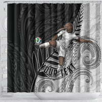 Personalized New Zealand Football Shower Curtain Kiwi Mascot with Silver Fern - Maori Tribal Tattoo Art TS04 - Polynesian Pride