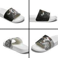 Personalized New Zealand Football Slide Sandals Kiwi Mascot with Silver Fern - Maori Tribal Tattoo Art TS04 - Polynesian Pride
