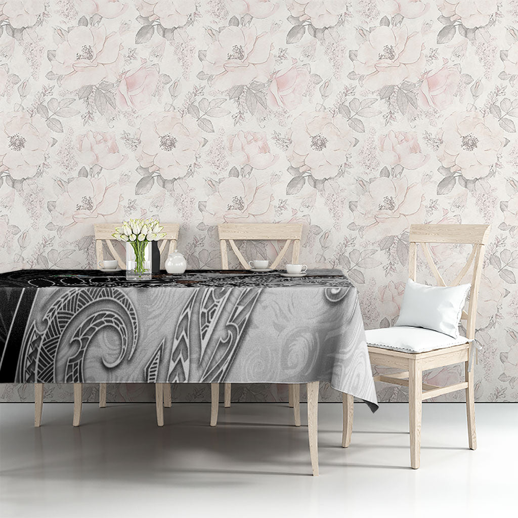 Personalized New Zealand Football Tablecloth Kiwi Mascot with Silver Fern - Maori Tribal Tattoo Art TS04 - Polynesian Pride