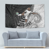 Personalized New Zealand Football Tapestry Kiwi Mascot with Silver Fern - Maori Tribal Tattoo Art TS04 - Polynesian Pride