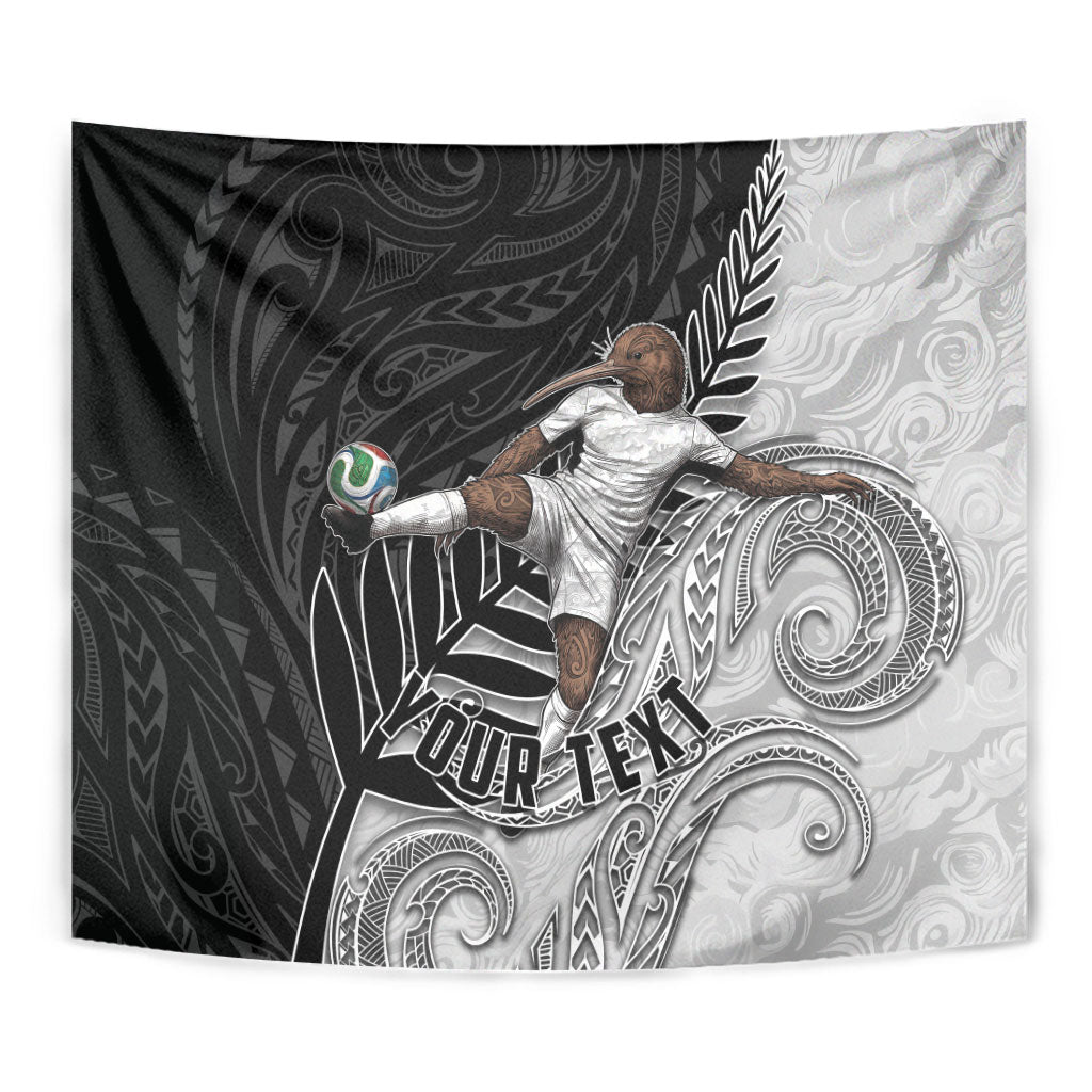 Personalized New Zealand Football Tapestry Kiwi Mascot with Silver Fern - Maori Tribal Tattoo Art TS04 - Polynesian Pride