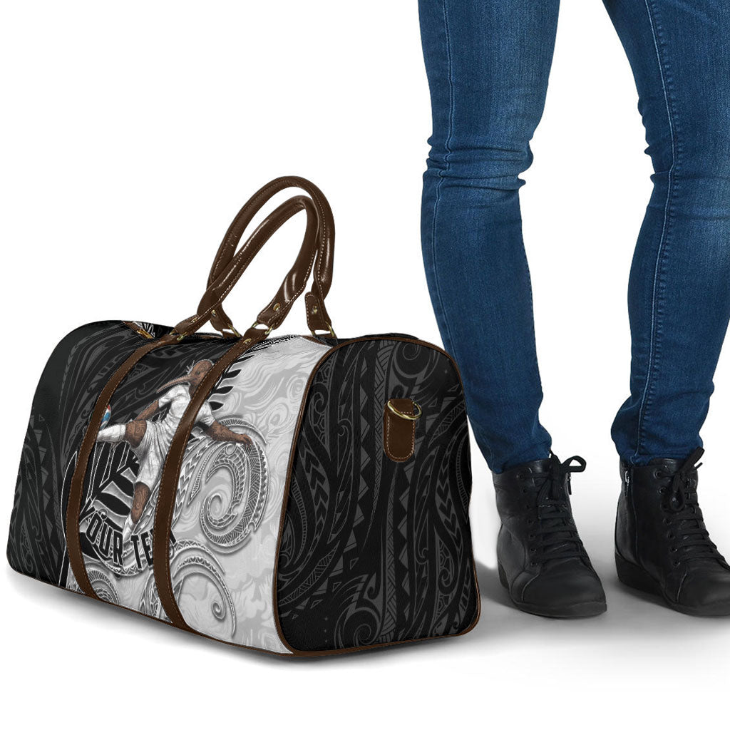 Personalized New Zealand Football Travel Bag Kiwi Mascot with Silver Fern - Maori Tribal Tattoo Art TS04 - Polynesian Pride