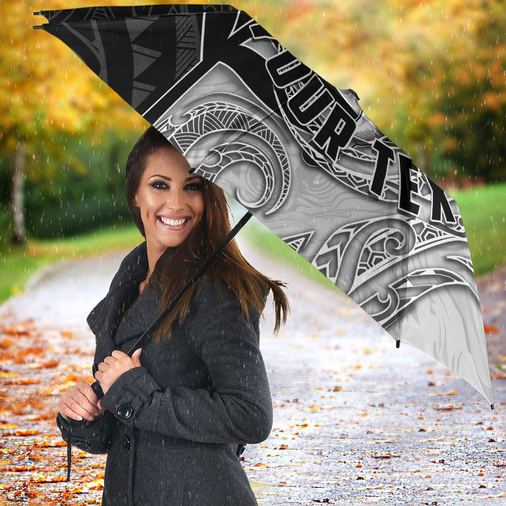 Personalized New Zealand Football Umbrella Kiwi Mascot with Silver Fern - Maori Tribal Tattoo Art TS04 - Polynesian Pride