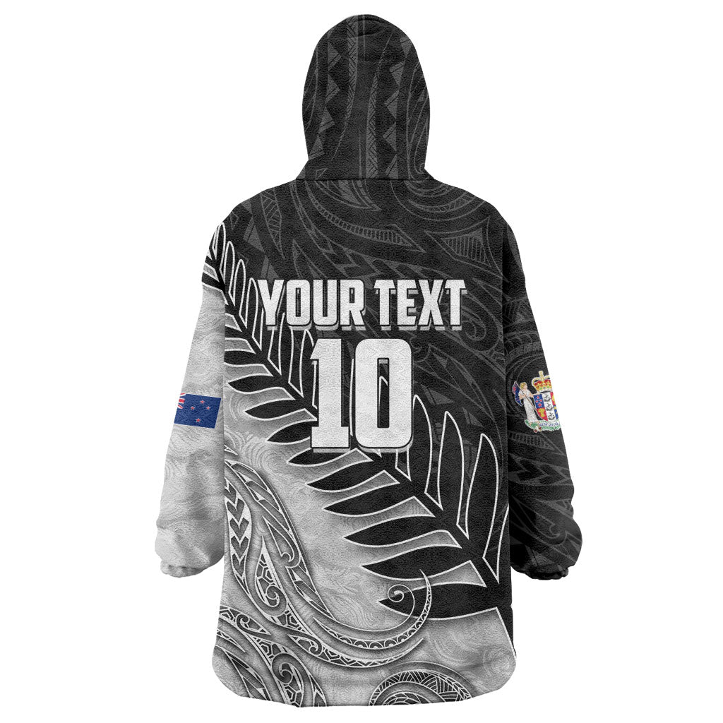 Personalized New Zealand Football Wearable Blanket Hoodie Kiwi Mascot with Silver Fern - Maori Tribal Tattoo Art TS04 - Polynesian Pride