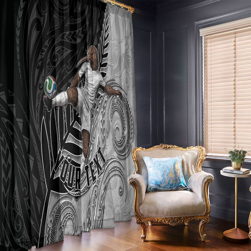 Personalized New Zealand Football Window Curtain Kiwi Mascot with Silver Fern - Maori Tribal Tattoo Art TS04 - Polynesian Pride