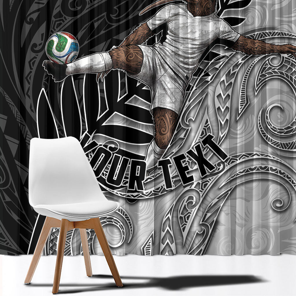 Personalized New Zealand Football Window Curtain Kiwi Mascot with Silver Fern - Maori Tribal Tattoo Art TS04 - Polynesian Pride