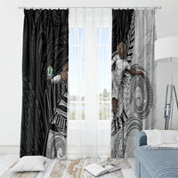 Personalized New Zealand Football Window Curtain Kiwi Mascot with Silver Fern - Maori Tribal Tattoo Art TS04 - Polynesian Pride