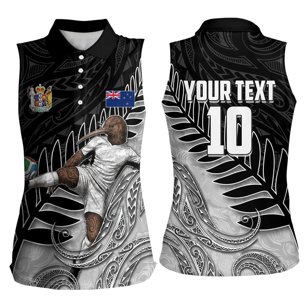 Personalized New Zealand Football Women Sleeveless Polo Shirt Kiwi Mascot with Silver Fern - Maori Tribal Tattoo Art TS04 - Polynesian Pride