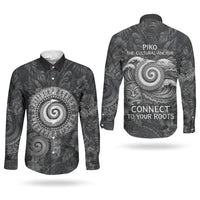 Hawaiian Piko Couples Matching Off Shoulder Short Dress and Long Sleeve Button Shirt Cultural Anchor Connect Your Roots Ocean Waves