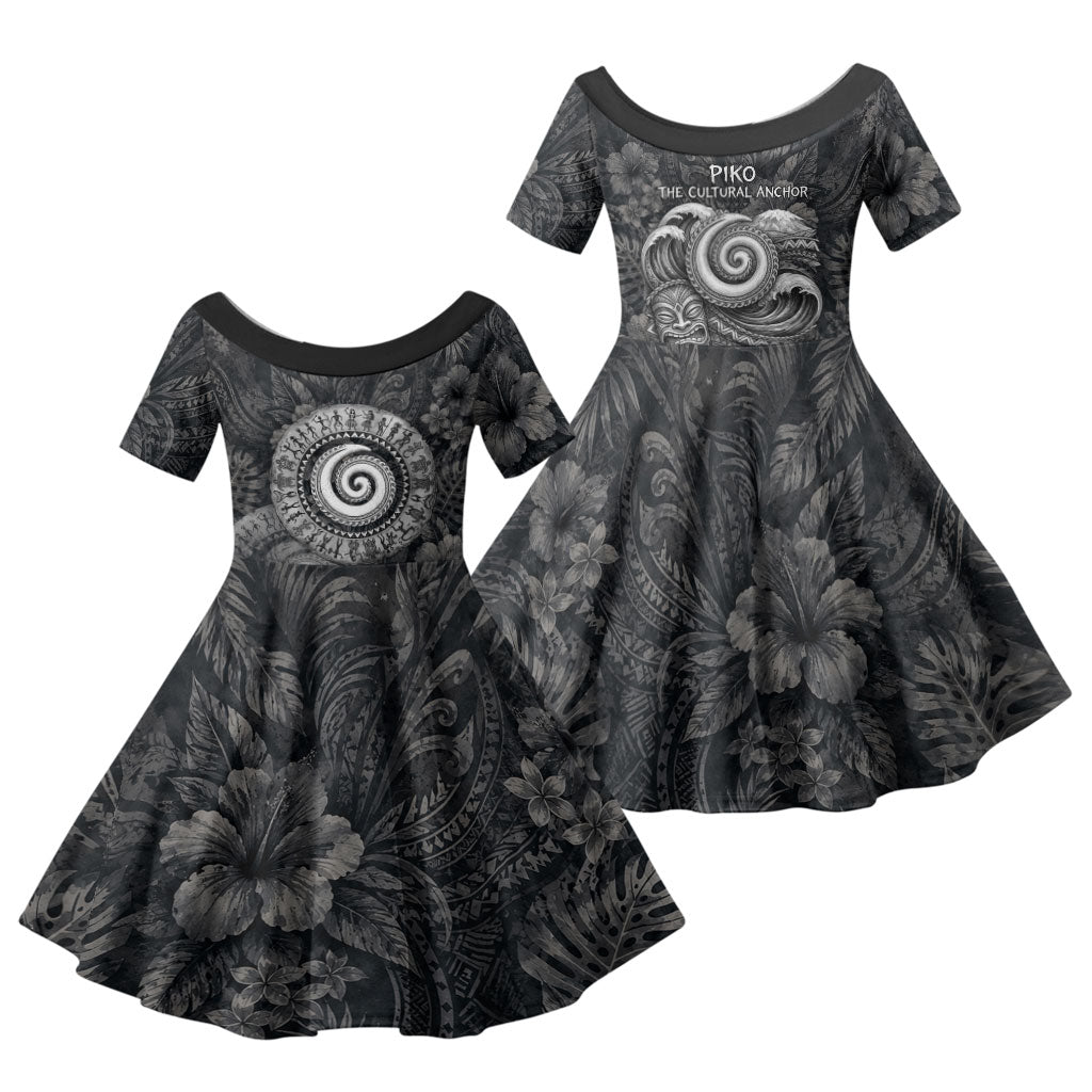 Hawaiian Piko Family Matching Long Sleeve Bodycon Dress and Hawaiian Shirt Cultural Anchor Connect Your Roots Ocean Waves