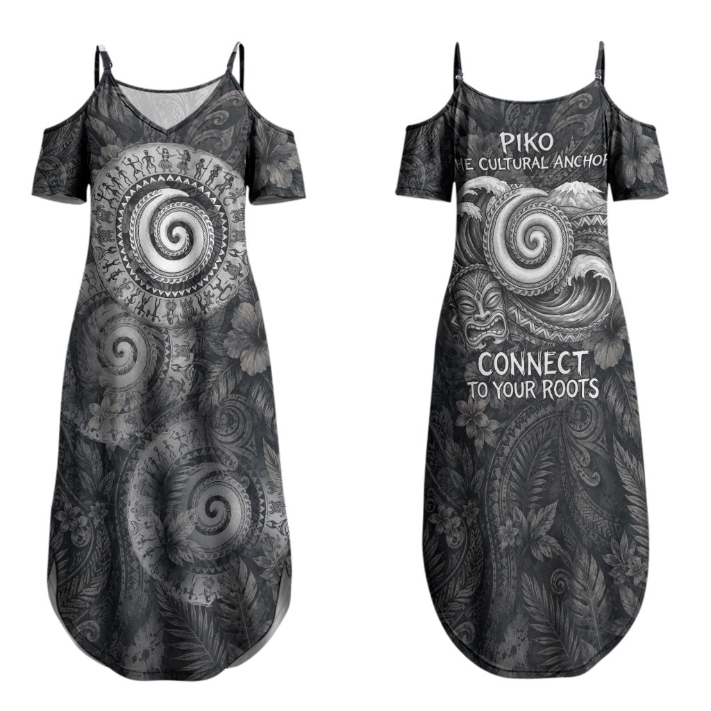 Hawaiian Piko Family Matching Summer Maxi Dress and Hawaiian Shirt Cultural Anchor Connect Your Roots Ocean Waves