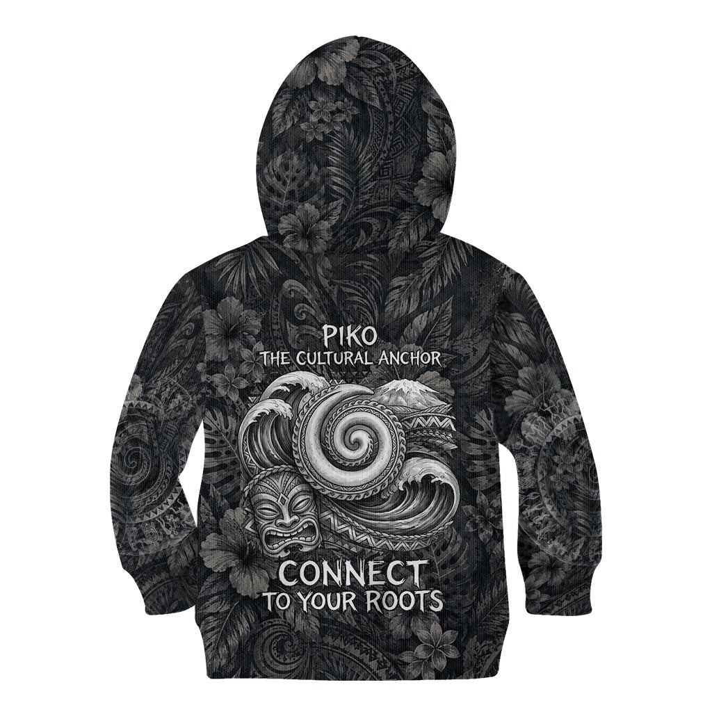 Hawaiian Piko Kid Hoodie Cultural Anchor Connect Your Roots Ocean Waves