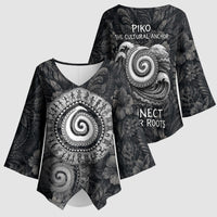 Hawaiian Piko Kimono Sleeve Blouse Cultural Anchor Connect Your Roots Ocean Waves