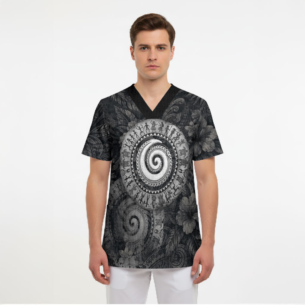 Hawaiian Piko Scrub Top Cultural Anchor Connect Your Roots Ocean Waves