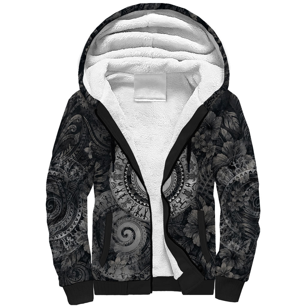 Hawaiian Piko Sherpa Hoodie Cultural Anchor Connect Your Roots Ocean Waves