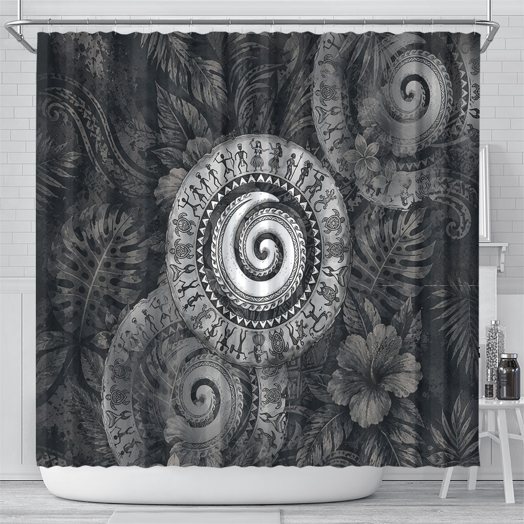 Hawaiian Piko Shower Curtain Cultural Anchor Connect Your Roots Ocean Waves