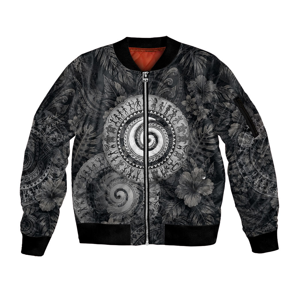Hawaiian Piko Sleeve Zip Bomber Jacket Cultural Anchor Connect Your Roots Ocean Waves
