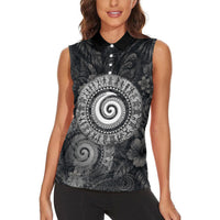 Hawaiian Piko Women Sleeveless Polo Shirt Cultural Anchor Connect Your Roots Ocean Waves