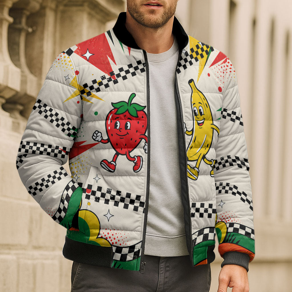 Support Your Fruity Friends Love Wins Gay Pride Bomber Puffer Jacket LGBTQ Retro 30s Cartoon Checkered TS04 - Polynesian Pride