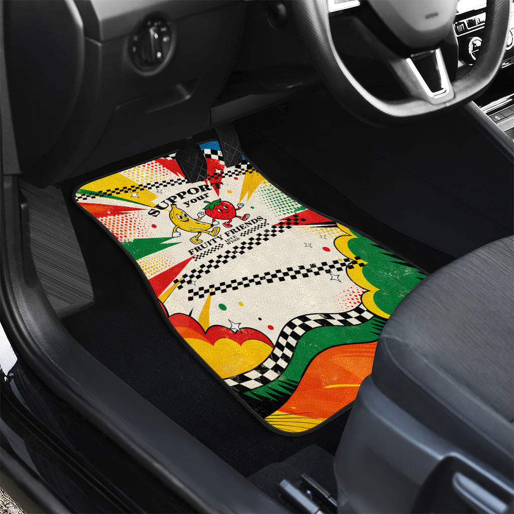 Support Your Fruity Friends Love Wins Gay Pride Car Mats LGBTQ Retro 30s Cartoon Checkered