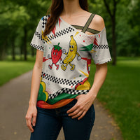 Support Your Fruity Friends Love Wins Gay Pride Cross Shoulder Shirt LGBTQ Retro 30s Cartoon Checkered