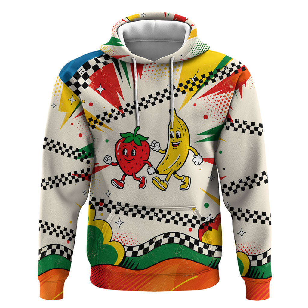Support Your Fruity Friends Love Wins Gay Pride Hoodie LGBTQ Retro 30s Cartoon Checkered