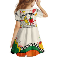 Support Your Fruity Friends Love Wins Gay Pride Kid Short Sleeve Dress LGBTQ Retro 30s Cartoon Checkered