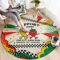 Support Your Fruity Friends Love Wins Gay Pride Round Carpet LGBTQ Retro 30s Cartoon Checkered