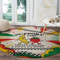 Support Your Fruity Friends Love Wins Gay Pride Round Carpet LGBTQ Retro 30s Cartoon Checkered