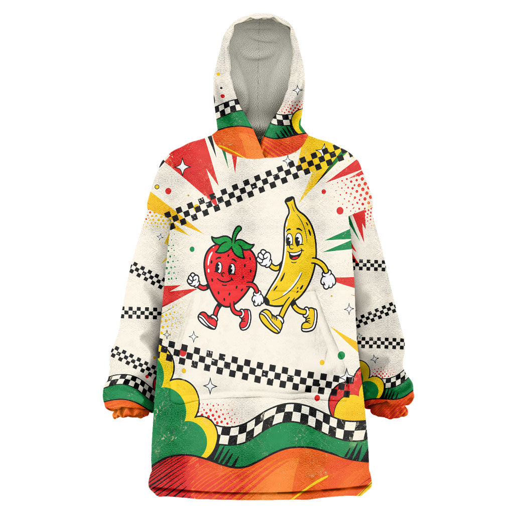 Support Your Fruity Friends Love Wins Gay Pride Wearable Blanket Hoodie LGBTQ Retro 30s Cartoon Checkered TS04 One Size White Yellow - Polynesian Pride