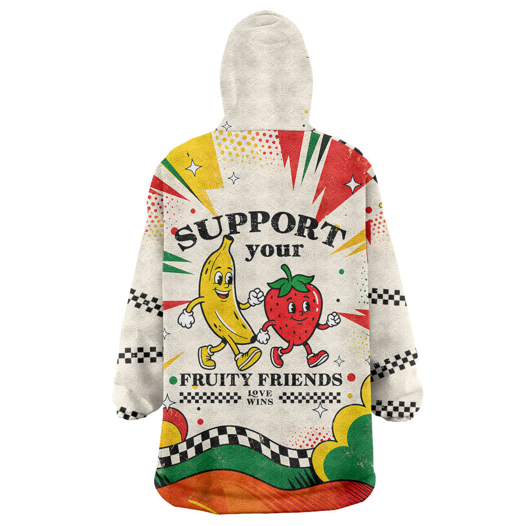 Support Your Fruity Friends Love Wins Gay Pride Wearable Blanket Hoodie LGBTQ Retro 30s Cartoon Checkered TS04 - Polynesian Pride