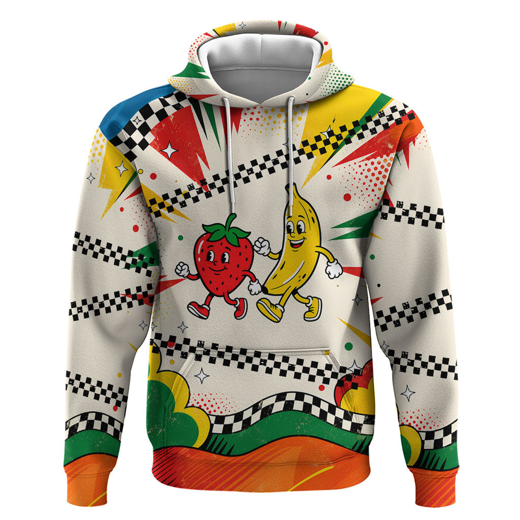 Support Your Fruity Friends Love Wins Gay Pride Zip Hoodie LGBTQ Retro 30s Cartoon Checkered
