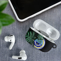 Federated States Of Micronesia AirPods Case FSM Tropical Monstera Leaf Dark Tribal Pattern