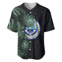 Federated States Of Micronesia Baseball Jersey FSM Tropical Monstera Leaf Dark Tribal Pattern