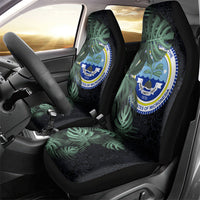Federated States Of Micronesia Car Seat Cover FSM Tropical Monstera Leaf Dark Tribal Pattern